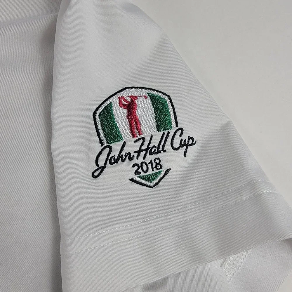 FootJoy Mens XL John Hall Cup 2018 Short Sleeve Blue White Solid Polo